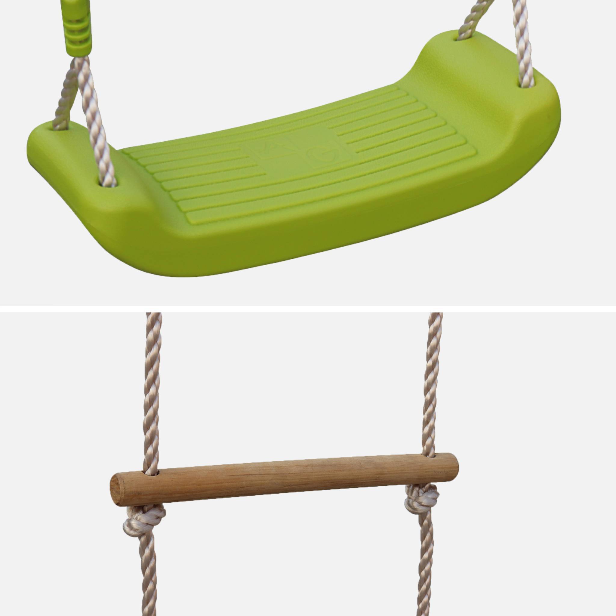 sweeek - Aire de jeux Mistral en bois avec 2 balançoires et échelle en corde bois de pin | sweeek - Image 5