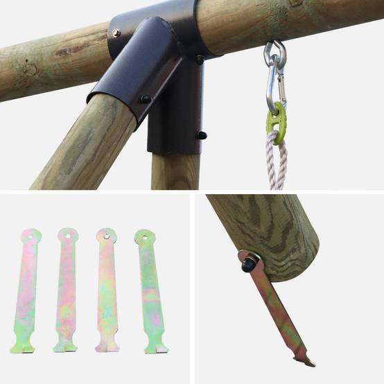 sweeek - Aire de jeux Mistral en bois avec 2 balançoires et échelle en corde bois de pin | sweeek - Image 6