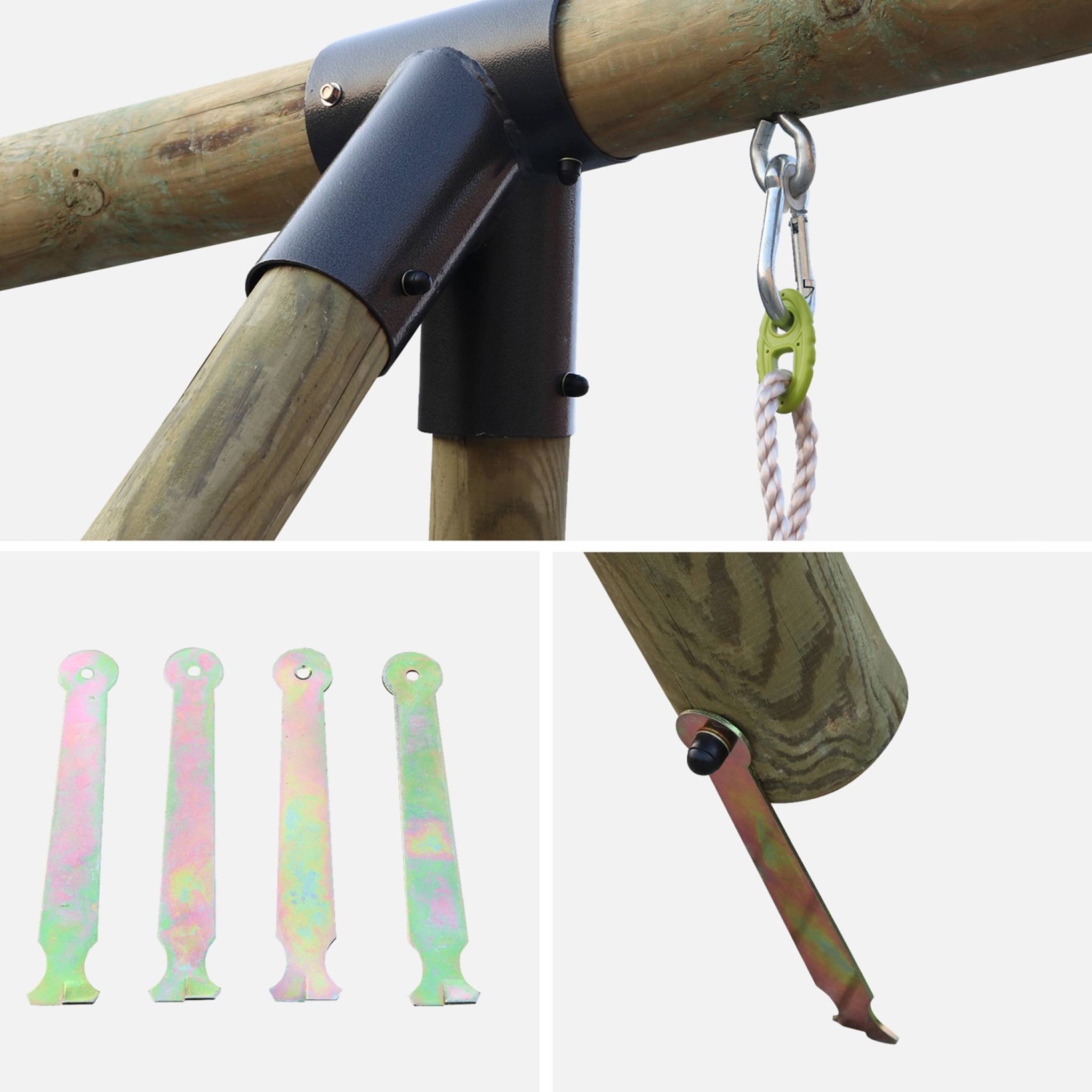 sweeek - Aire de jeux Mistral en bois avec 2 balançoires et échelle en corde bois de pin | sweeek - Image 6