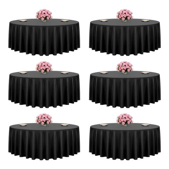 Vevor - VEVOR Nappe ronde noire de table en polyester 3048 mm lot de 6 pour mariage - Image 1