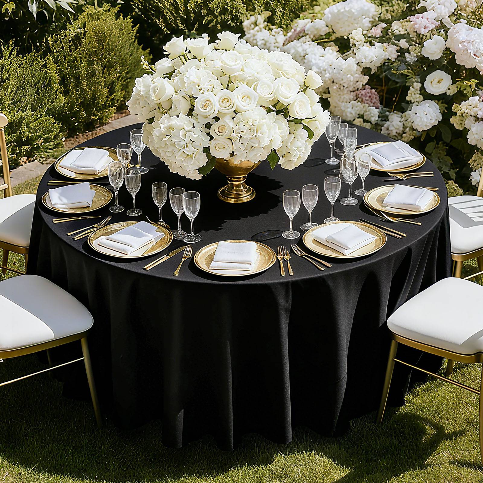 Vevor - VEVOR Nappe ronde noire de table en polyester 3048 mm lot de 6 pour mariage - Image 8