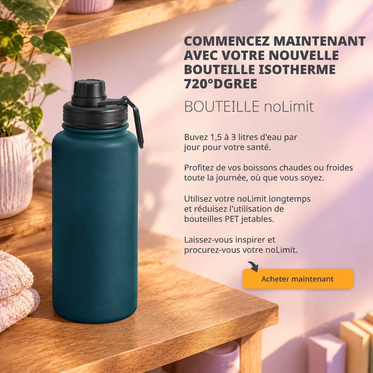 Bouteille Isotherme Acier Inoxydable 950 Ml Infuseur Étanche Chaude 12 Heures Froide 24 Heures - Image 5