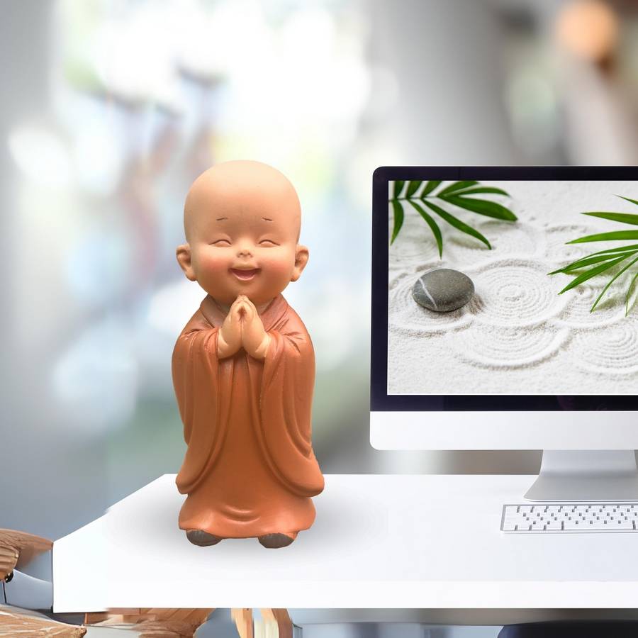 Statuette Bébé Bonze Prieur - Adorable Présence Spirituelle Pour Eclairer Votre Espace Charmant Porte Bonheur Pour Une Touche De Serenite Idee Ambiance Zen H 8 5 Cm Zen Light