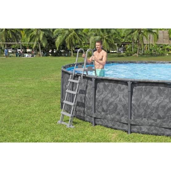 Bestway - Kit piscine hors sol tubulaire BESTWAY - APX 365™ - 671 x 132 cm - Ronde (Filtre a sable, 500 g polysphere, échelle, bâche) - Image 5