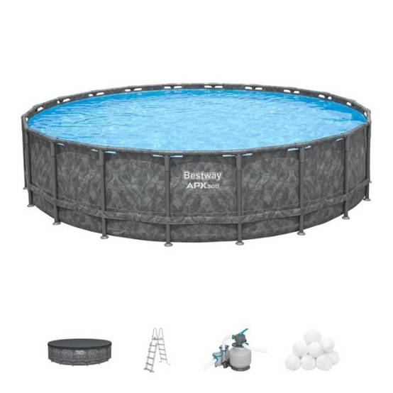 Bestway - Kit piscine hors sol tubulaire BESTWAY - APX 365™ - 671 x 132 cm - Ronde (Filtre a sable, 500 g polysphere, échelle, bâche) - Image 1