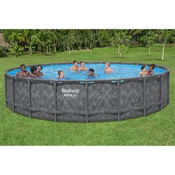 Bestway - Kit piscine hors sol tubulaire BESTWAY - APX 365™ - 671 x 132 cm - Ronde (Filtre a sable, 500 g polysphere, échelle, bâche) - Image 2