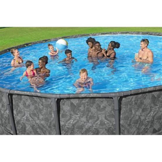 Bestway - Kit piscine hors sol tubulaire BESTWAY - APX 365™ - 671 x 132 cm - Ronde (Filtre a sable, 500 g polysphere, échelle, bâche) - Image 4