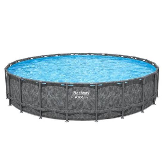 Bestway - Kit piscine hors sol tubulaire BESTWAY - APX 365™ - 671 x 132 cm - Ronde (Filtre a sable, 500 g polysphere, échelle, bâche) - Image 3