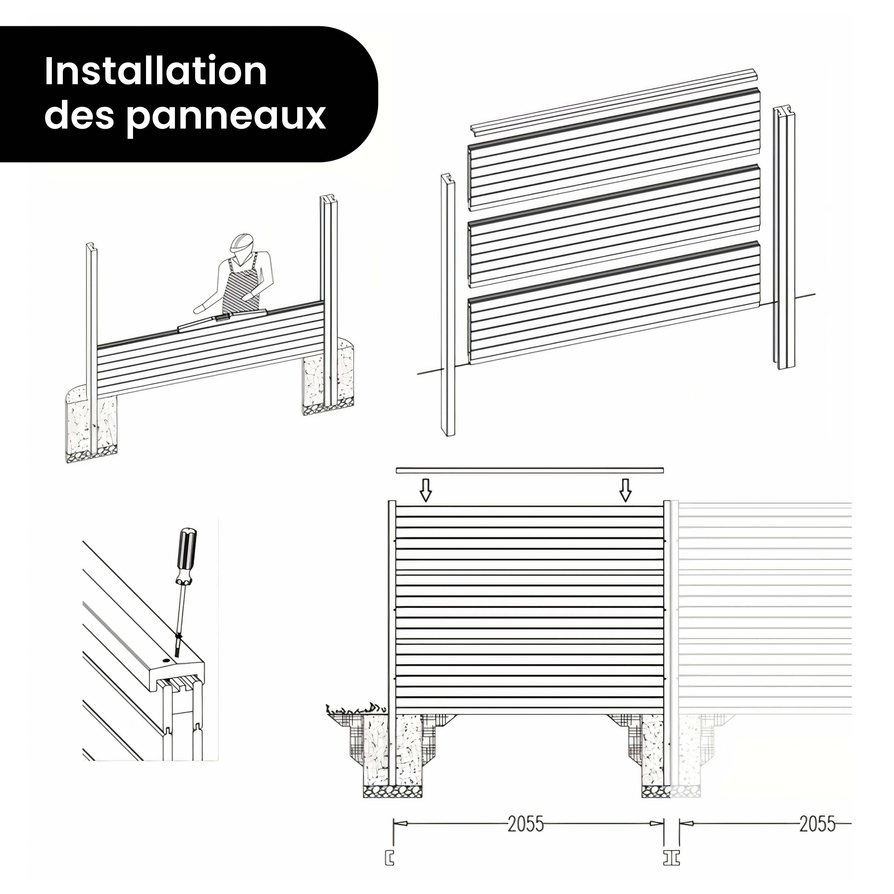 Mur Anti-bruit Bois 6,63x1,8m SILENZO ABSORB - Clôture Réduction Sonore - Palissade - Image 9