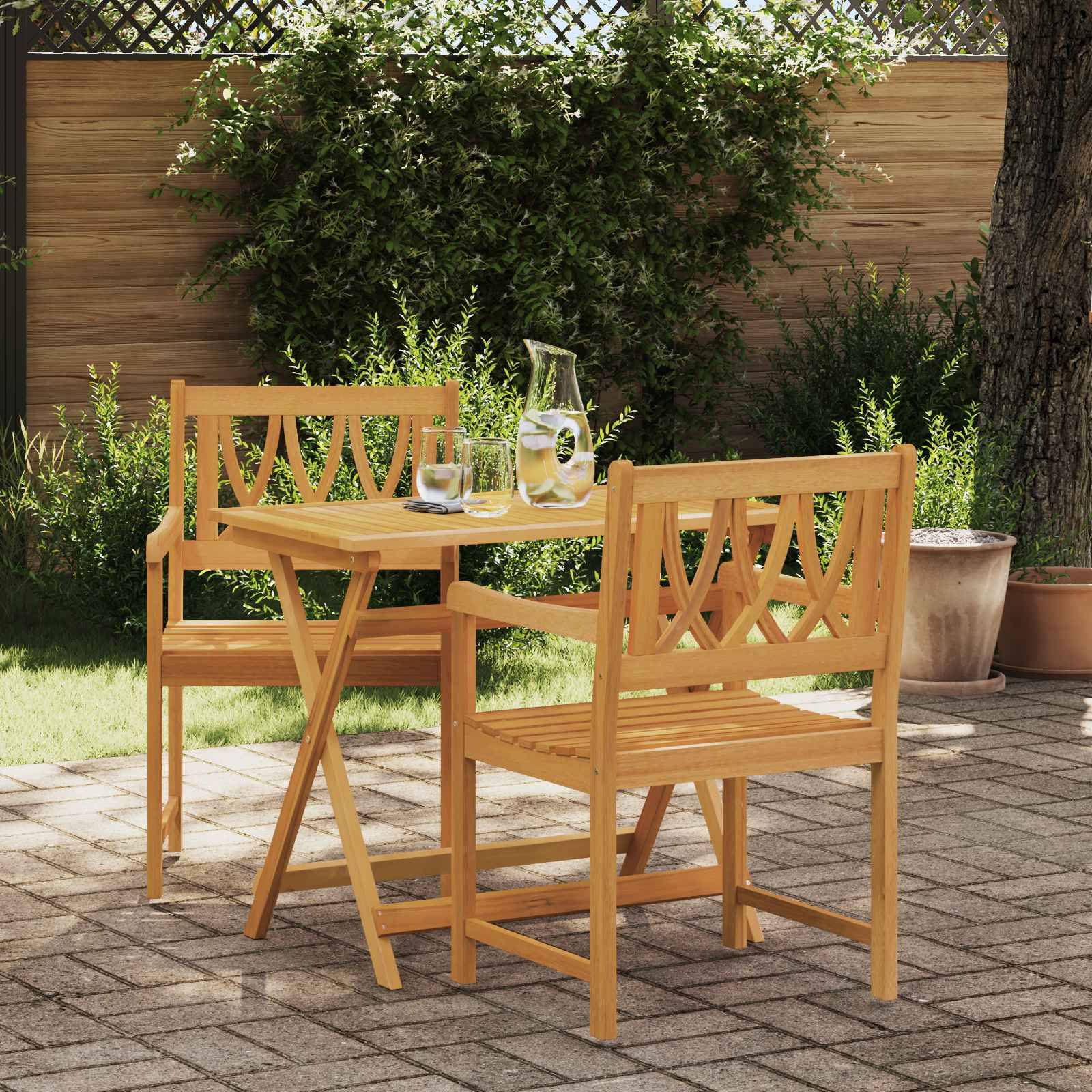 Chaises de jardin bois d'acacia massif naturel 56 x 55.5 x 90 cm, Poids:17.6kg - PANGIVO - Image 1