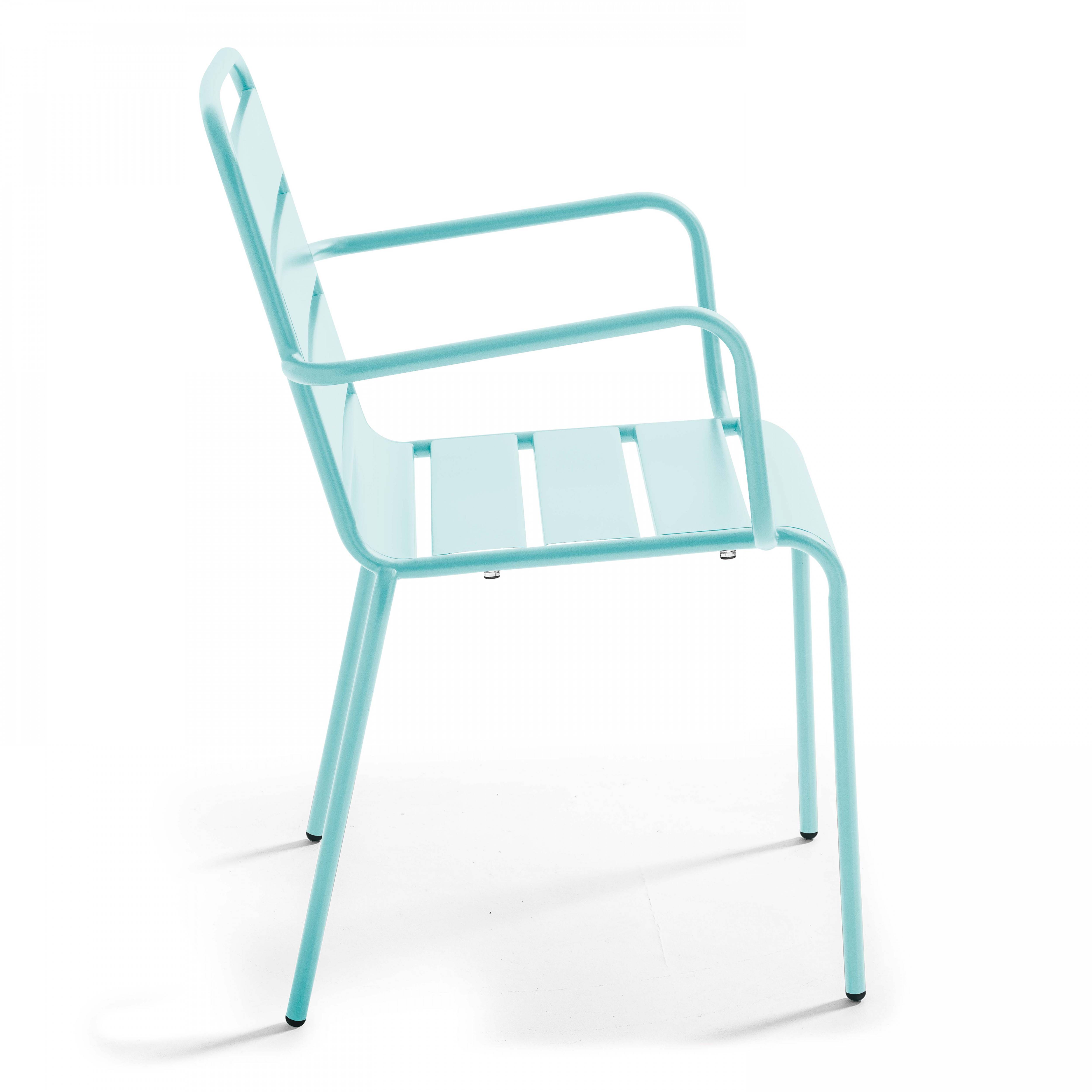 Oviala - Ensemble table de jardin et 8 fauteuils en métal turquoise Palavas - Oviala - Image 6