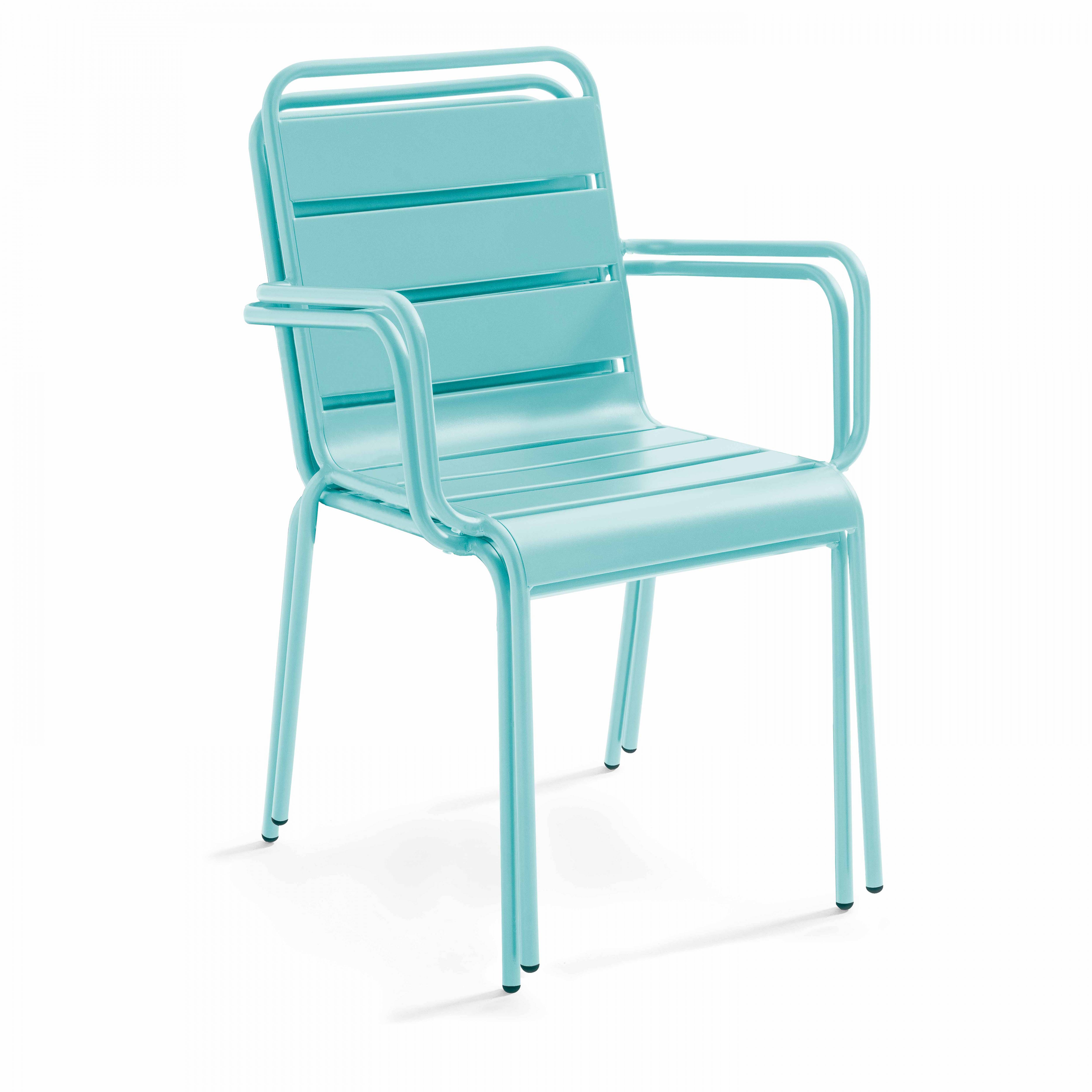 Oviala - Ensemble table de jardin et 8 fauteuils en métal turquoise Palavas - Oviala - Image 5