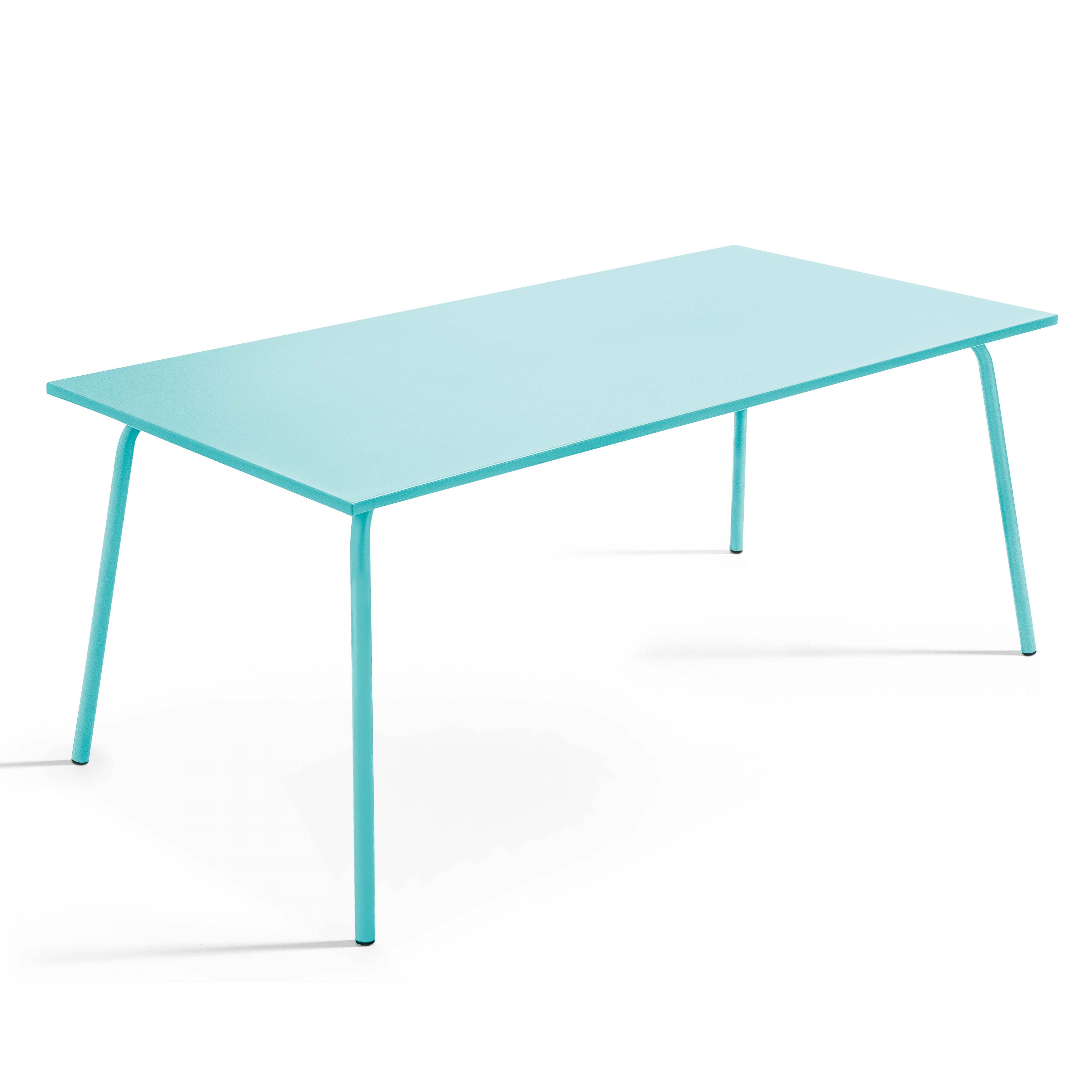Oviala - Ensemble table de jardin et 8 fauteuils en métal turquoise Palavas - Oviala - Image 3