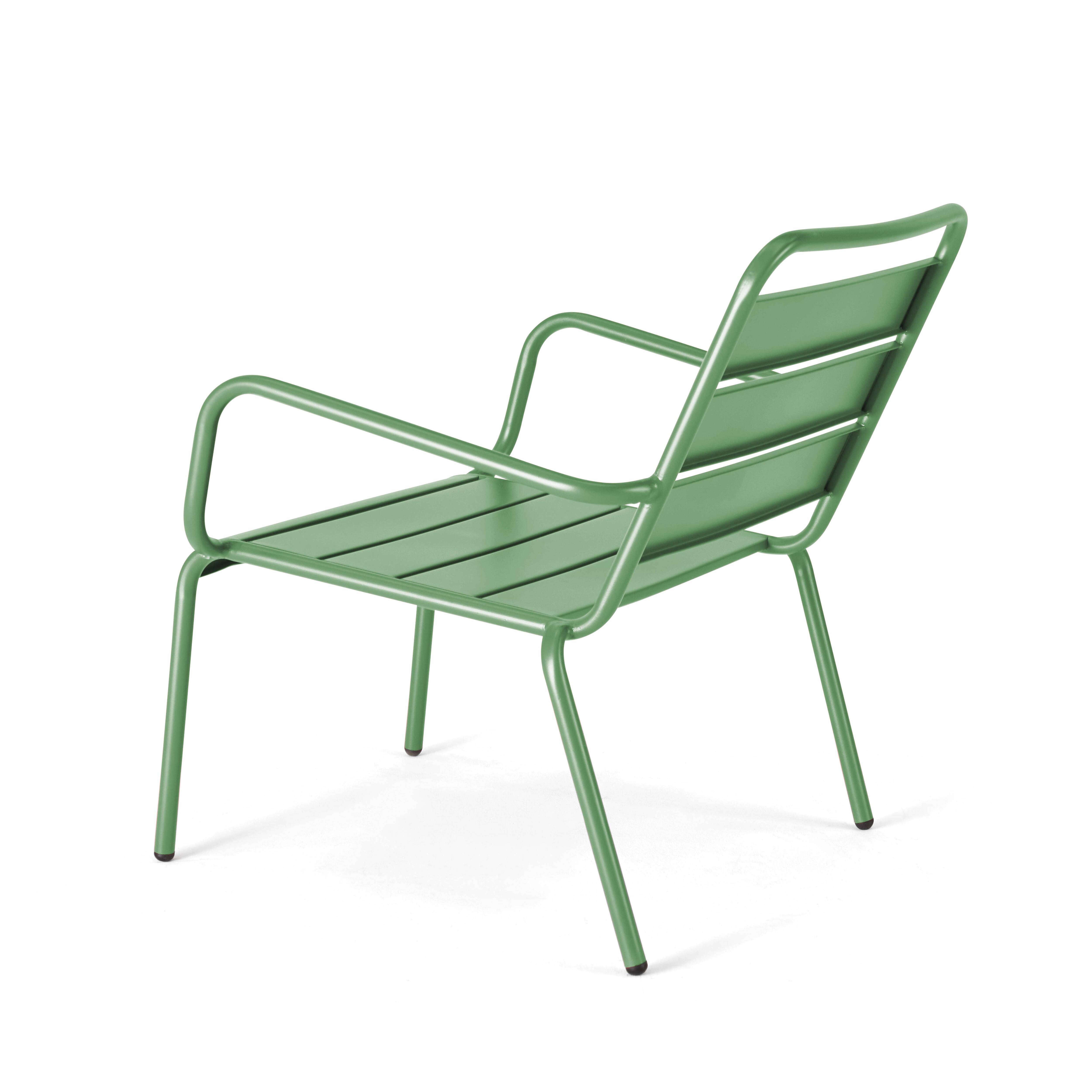 Oviala - Fauteuil relax et repose pied en métal vert cactus Palavas - Oviala - Image 6