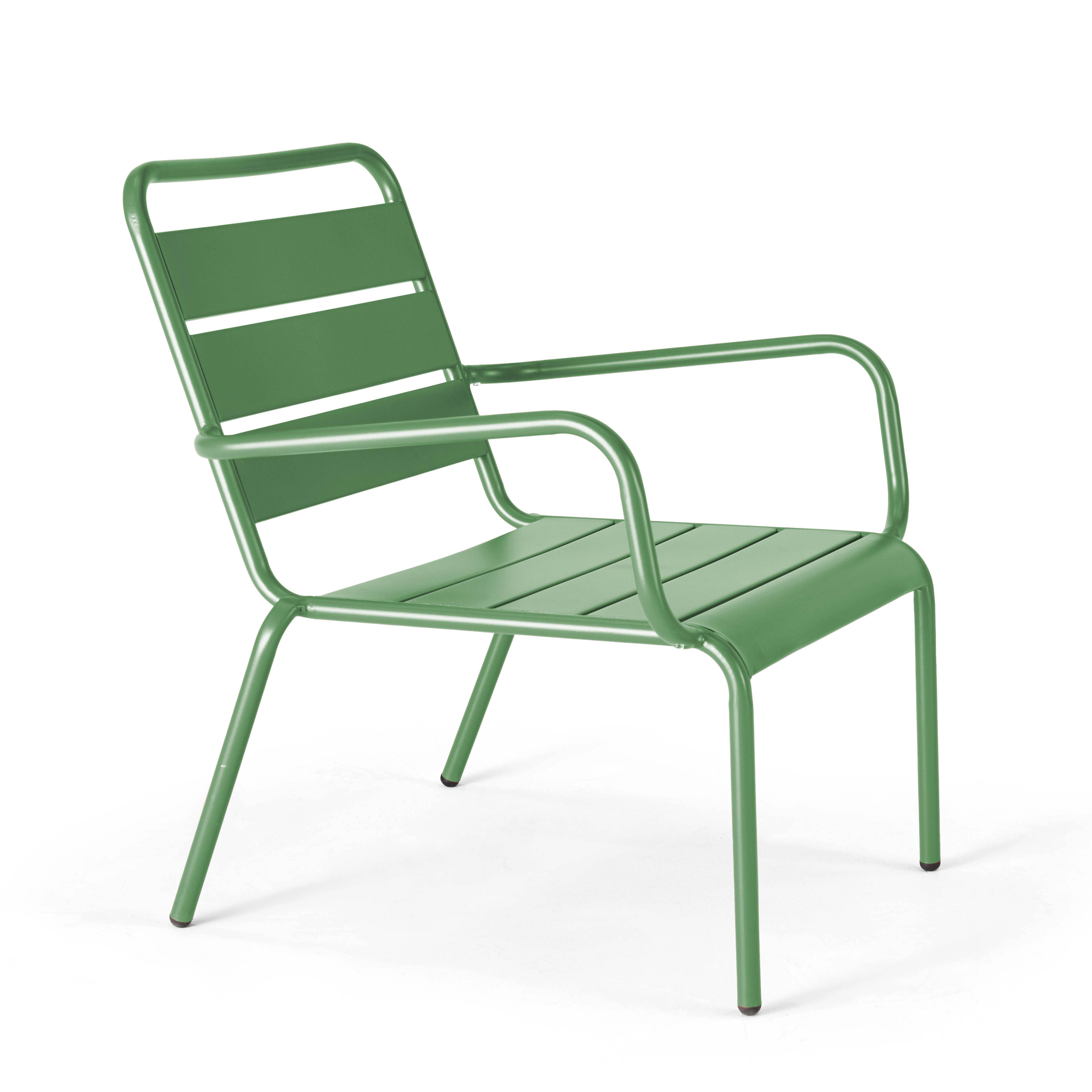 Oviala - Fauteuil relax et repose pied en métal vert cactus Palavas - Oviala - Image 5