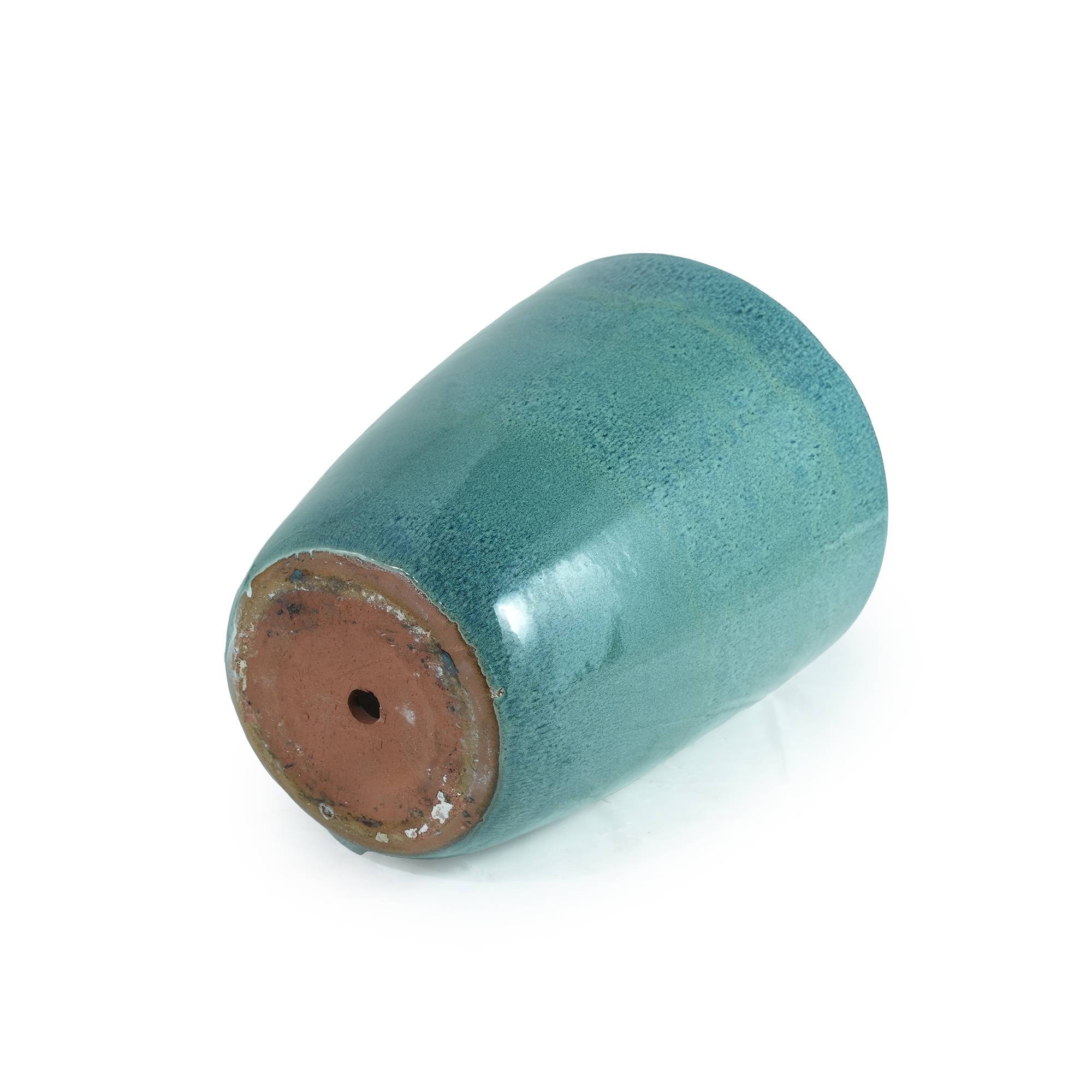 ComfortXL - Grand pot de fleurs en céramique turquoise Ø38,5 x H49,5 cm intérieur terrasse drainage - ComfortXL Outdoor Living - Image 8