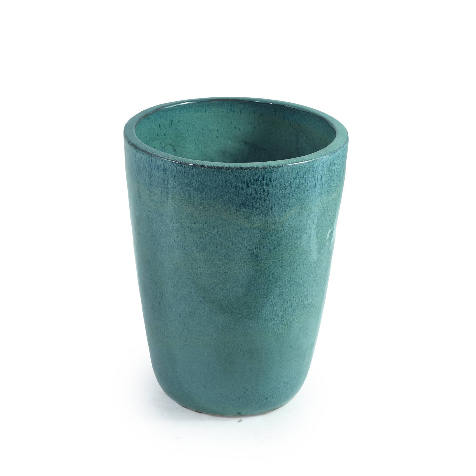 ComfortXL - Grand pot de fleurs en céramique turquoise Ø38,5 x H49,5 cm intérieur terrasse drainage - ComfortXL Outdoor Living - Image 7