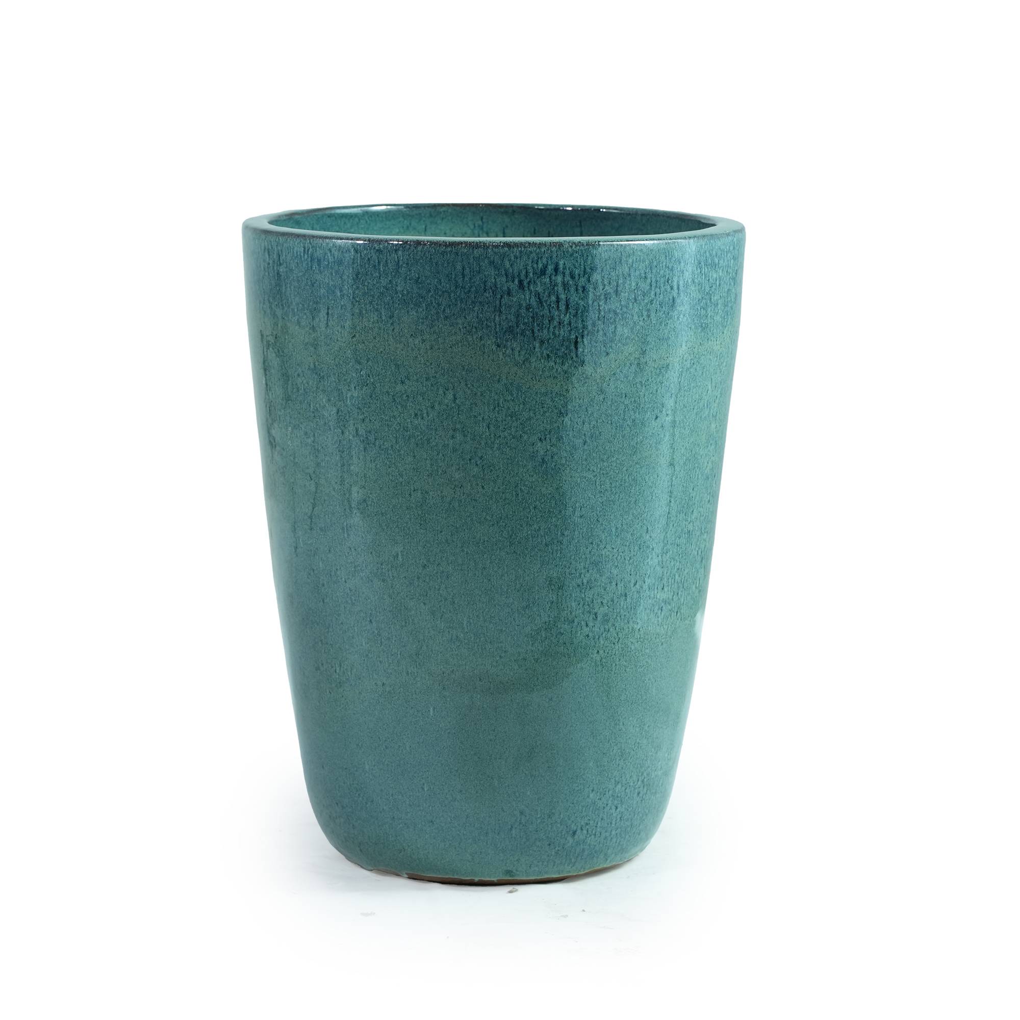 ComfortXL - Grand pot de fleurs en céramique turquoise Ø38,5 x H49,5 cm intérieur terrasse drainage - ComfortXL Outdoor Living - Image 2
