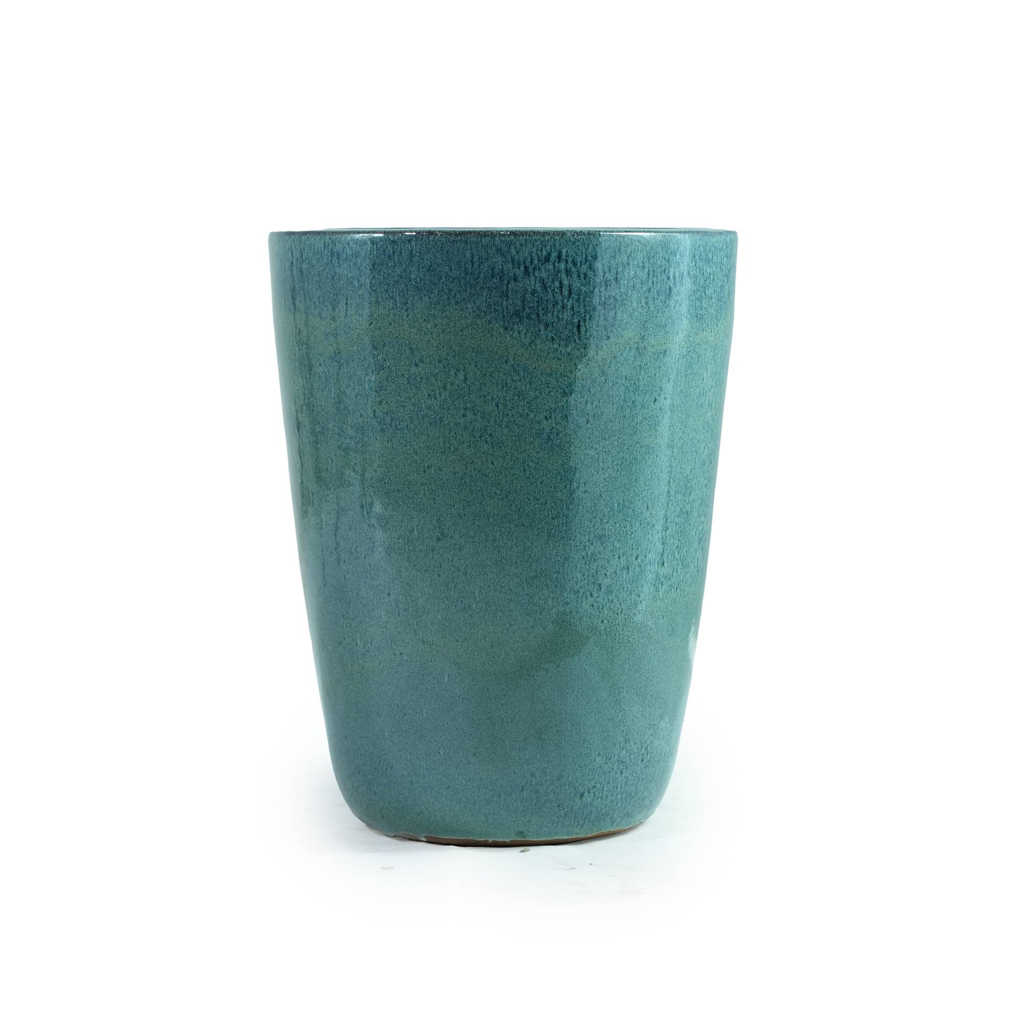 ComfortXL - Grand pot de fleurs en céramique turquoise Ø38,5 x H49,5 cm intérieur terrasse drainage - ComfortXL Outdoor Living - Image 6
