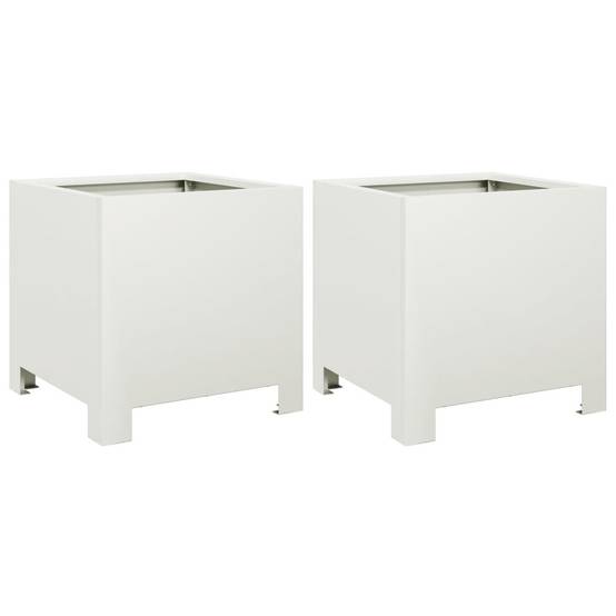 Vidaxl - Jardinières 2 pcs-Pot de fleur-Bac à fleurs blanc 30x30x30 cm acier 531086 - Image 2