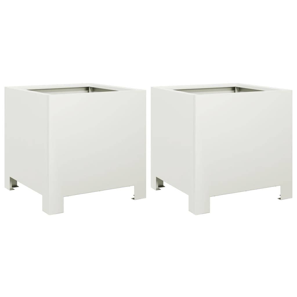 Vidaxl - Jardinières 2 pcs-Pot de fleur-Bac à fleurs blanc 30x30x30 cm acier 531086 - Image 2
