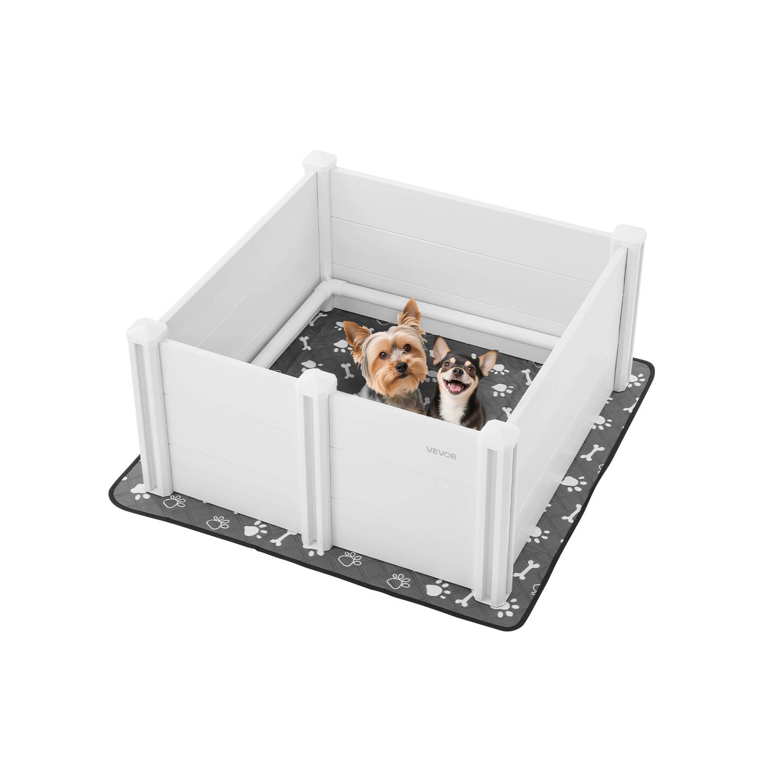 VEVOR Parc mise bas chien, 98x98x46 cm, PVC, porte hauteur réglable. - Image 1