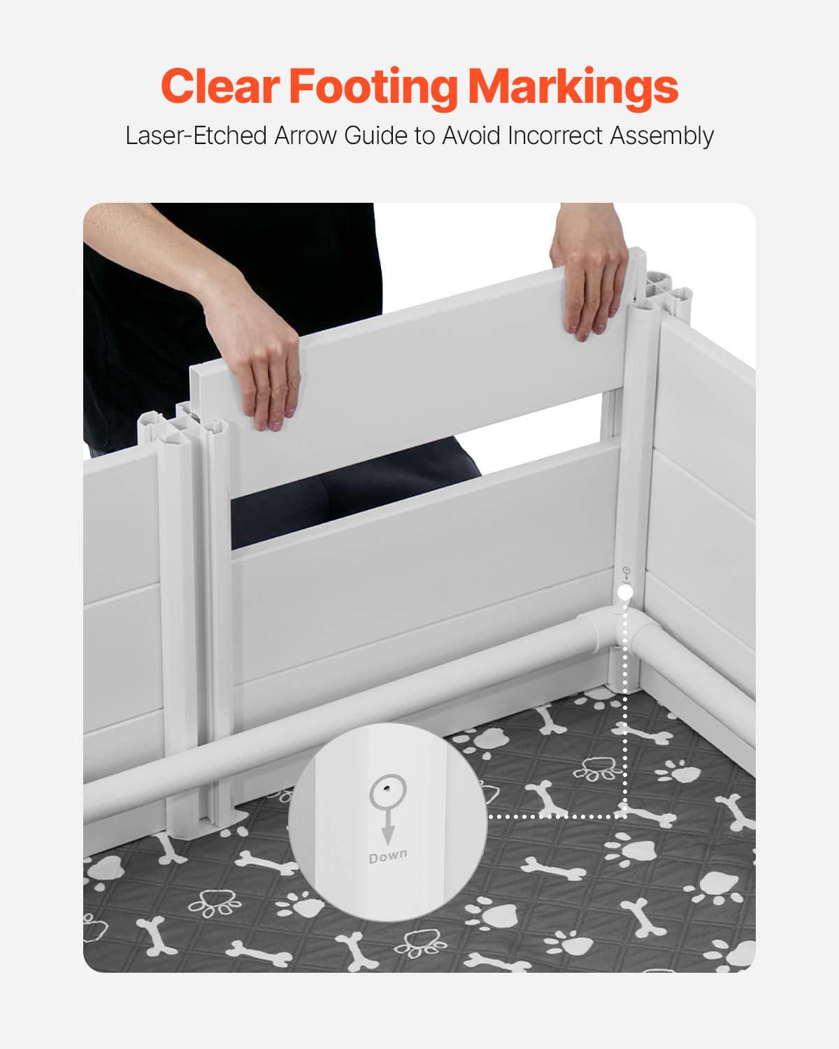 VEVOR Parc mise bas chien, 98x98x46 cm, PVC, porte hauteur réglable. - Image 6
