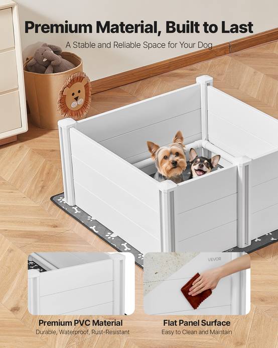 VEVOR Parc mise bas chien, 98x98x46 cm, PVC, porte hauteur réglable. - Image 3