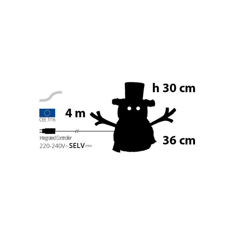 Lotti - Bonhomme de Neige Lumineux 30cm 50 Micro-Led Blanc Chaud & Froid 9 Animations Lotti - Image 3
