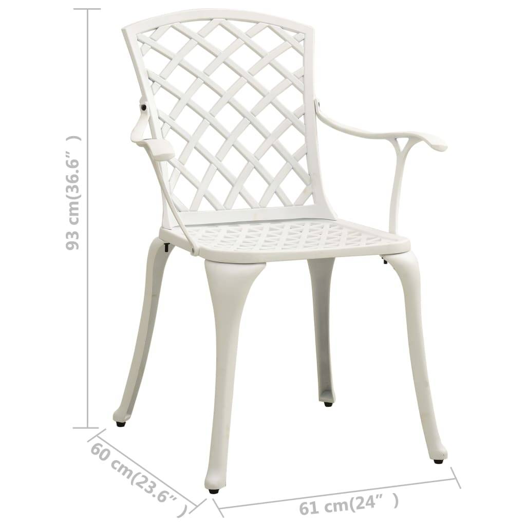 Chaises de jardin aluminium coulé blanc 61 x 60 x 93 cm (lot de 2) - PANGIVO - Image 8