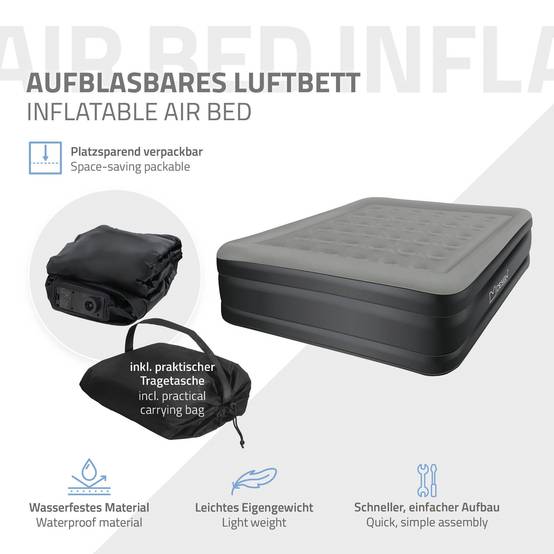 Matelas pneumatique 2 personnes 203 x 157 x 47 cm gris autogonflant avec pompe à air électrique et sac de transport imperméable fond antidérapant - Image 6