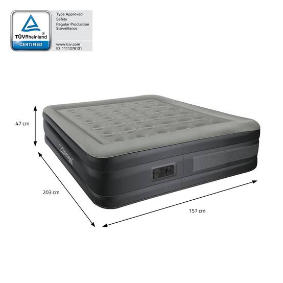 Matelas pneumatique 2 personnes 203 x 157 x 47 cm gris autogonflant avec pompe à air électrique et sac de transport imperméable fond antidérapant - Image 7