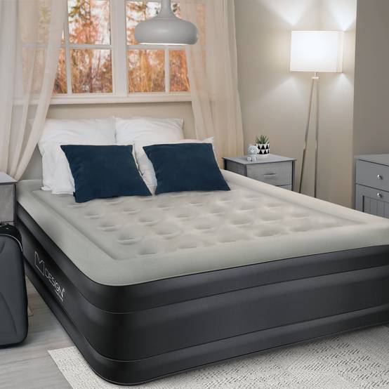 Matelas pneumatique 2 personnes 203 x 157 x 47 cm gris autogonflant avec pompe à air électrique et sac de transport imperméable fond antidérapant - Image 8