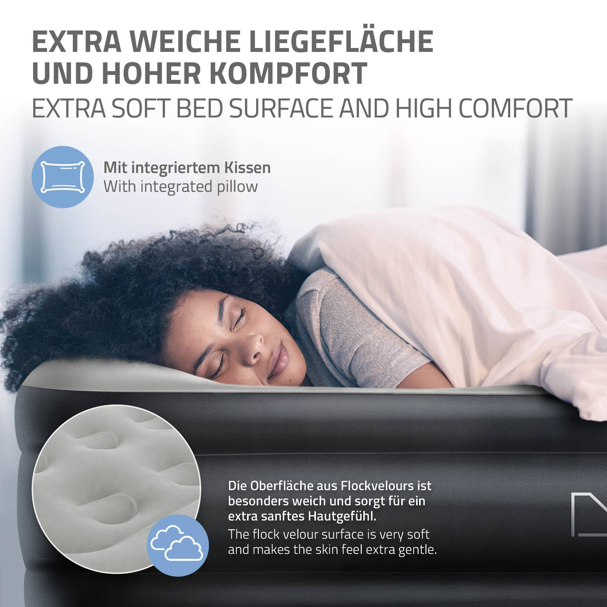 Matelas pneumatique 2 personnes 203 x 157 x 47 cm gris autogonflant avec pompe à air électrique et sac de transport imperméable fond antidérapant - Image 3
