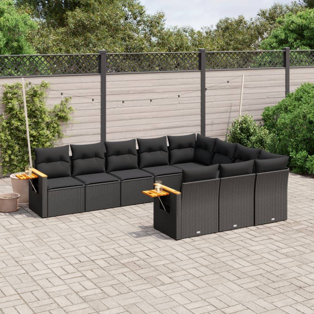 ComfortXL - Salon de jardin en poly rotin 10 places modulable avec tablettes intégrées pour extérieur Noir – ComfortXL Outdoor Living - Image 1