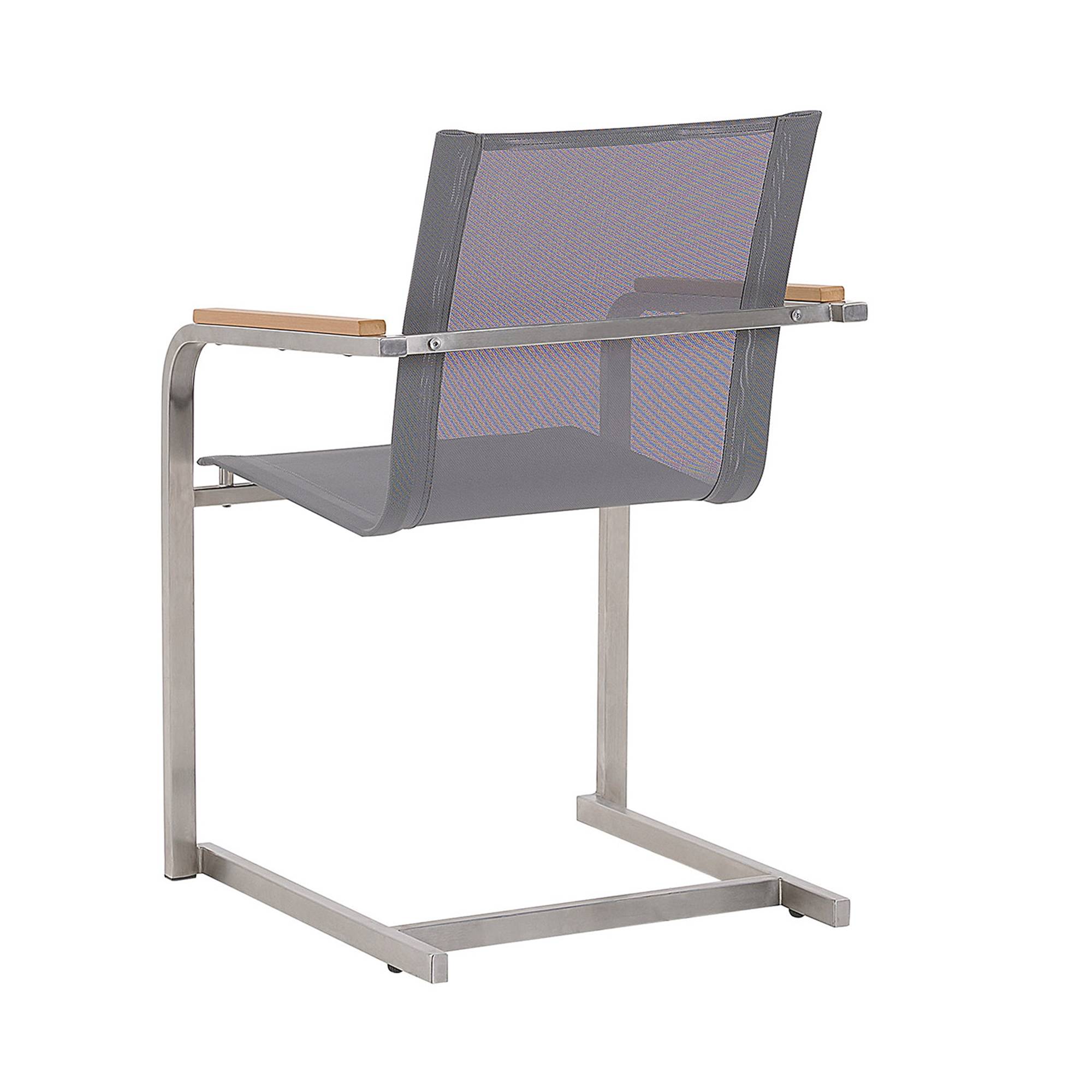 Beliani - Lot de 4 Chaises de Jardin en Acier Inox et Textile Gris Design Moderne Très Tendance pour Terrasse ou Balcon Beliani - Image 6