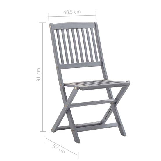 Chaises pliables d'extérieur Bois d'acacia gris 44 x 50 x 88 cm - PANGIVO - Image 7