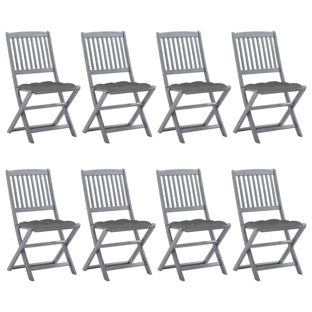 Chaises pliables d'extérieur Bois d'acacia gris 44 x 50 x 88 cm - PANGIVO - Image 1