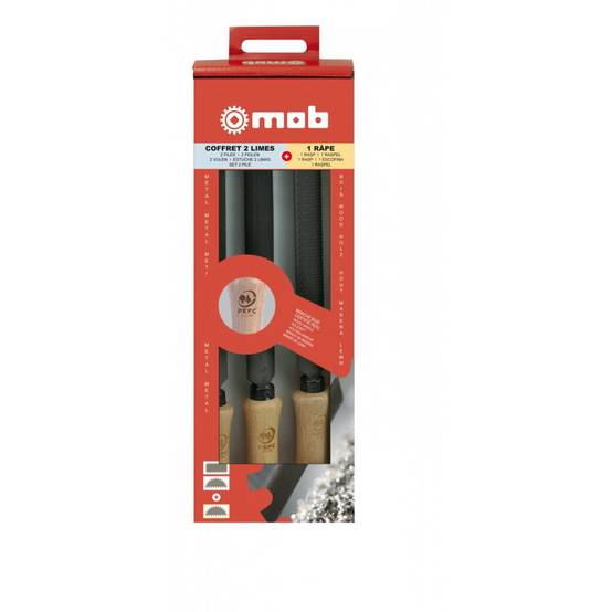 Jeu de 2 limes + 1 râpe manche bois - MOB - Image 2