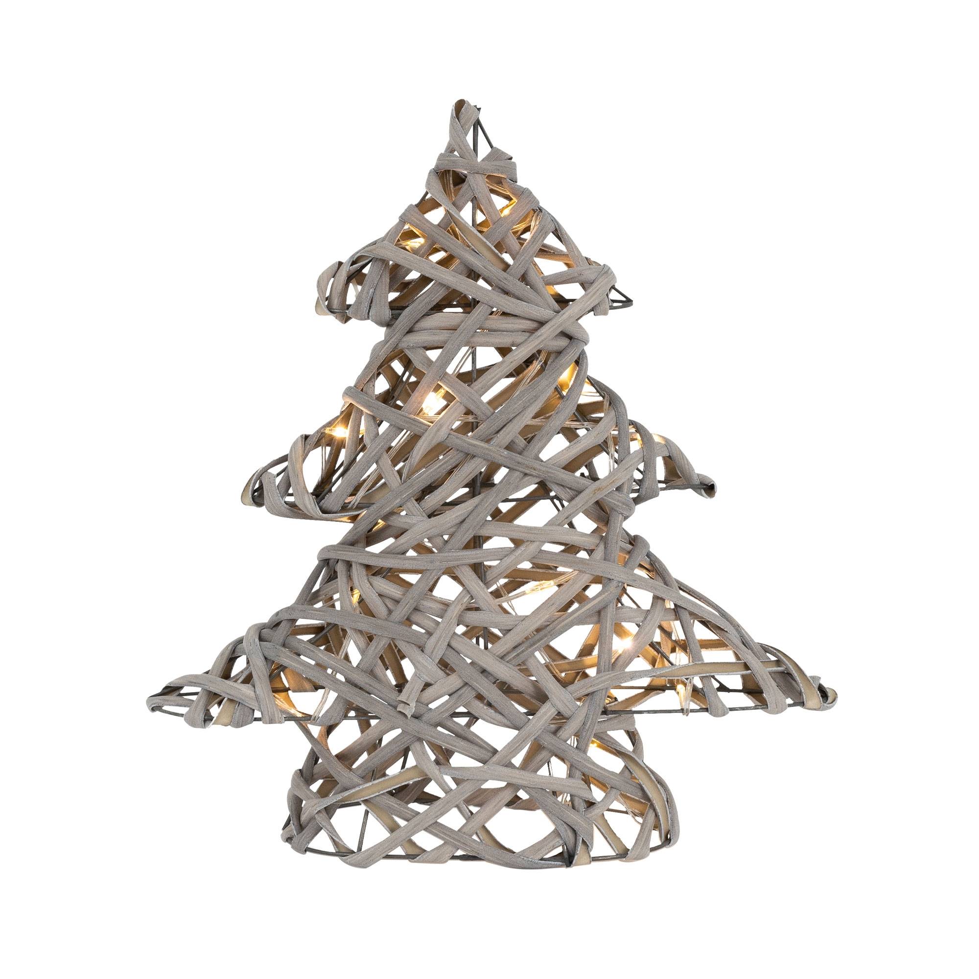 Ecd-Germany - Sapin de Noël décoratif à LED en rotin décoration d'hiver métalique 28 x 30 cm - Image 1