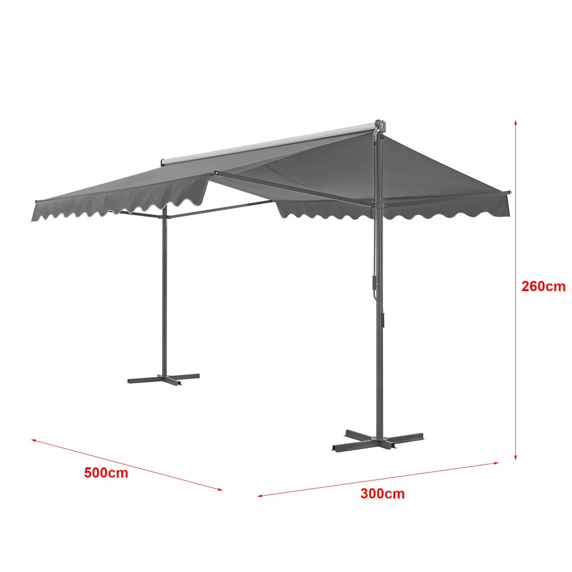 Helloshop26 - Store banne autoportant à double pente 500 x 300 x 260 cm gris foncé - Image 2