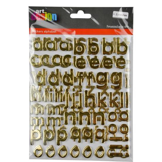 Lot de 2 Planches de Stickers "Alphabet" 2cm Or - Image 2