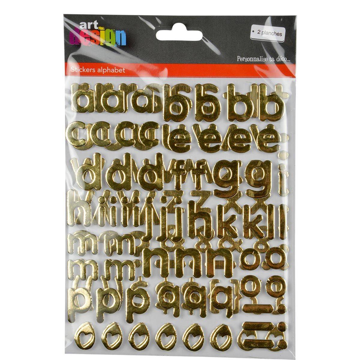 Lot de 2 Planches de Stickers "Alphabet" 2cm Or - Image 2