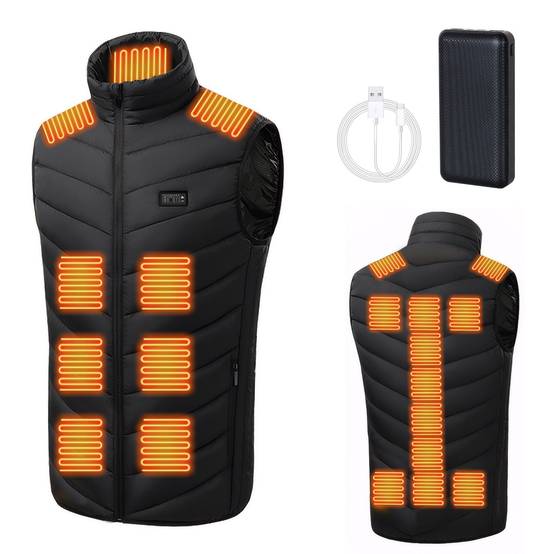 Gilet Chauffant Homme 4 Zones Chauffantes - Veste Thermique Lavable Pour Ski, Pêche Et Plein Air (Batterie Non Incluse)