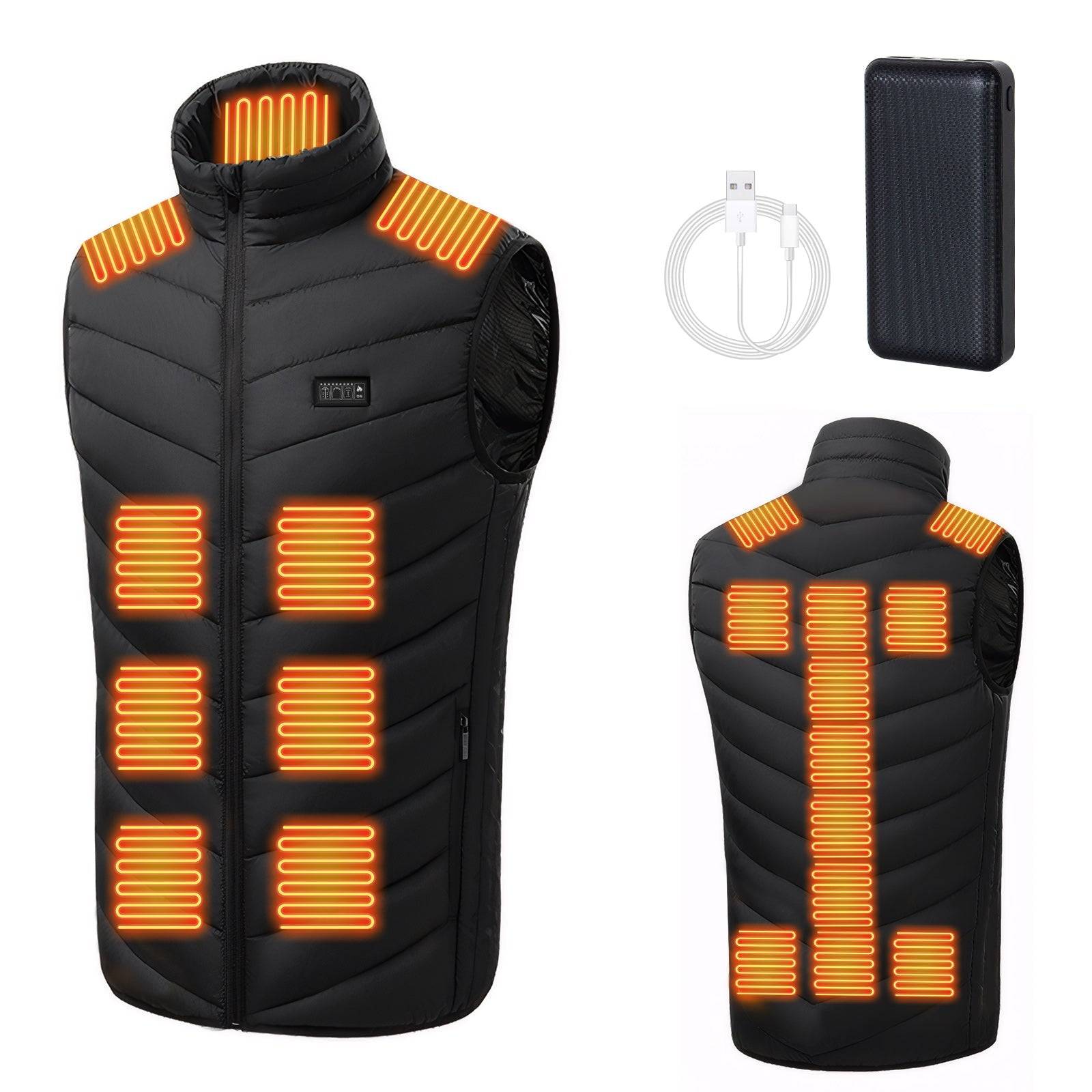 Gilet Chauffant Homme 4 Zones Chauffantes - Veste Thermique Lavable Pour Ski, Pêche Et Plein Air (Batterie Non Incluse)