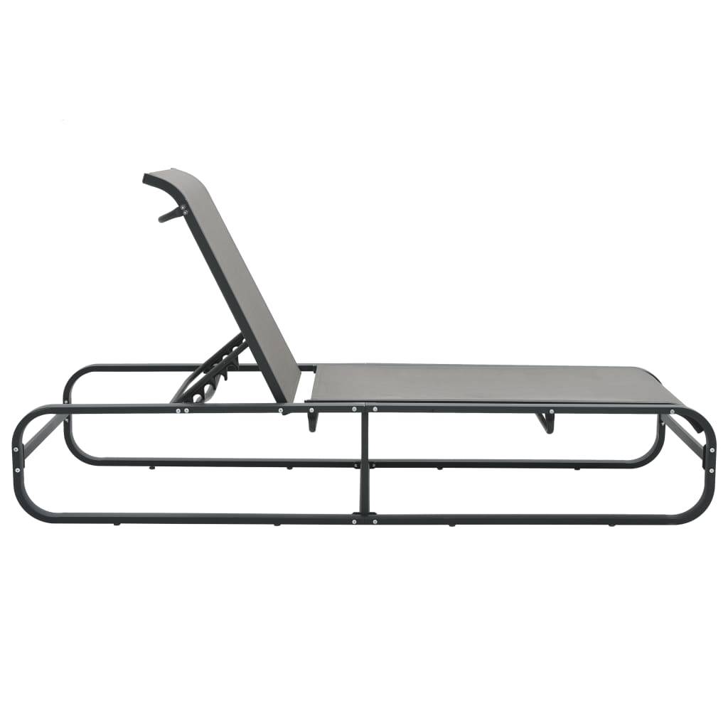 PANGIVO - Chaise longue aluminium et textilène gris 200 x 65 x 36 cm - PANGIVO - Image 2
