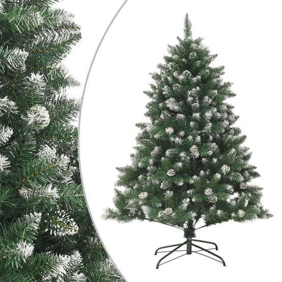 Sapin de Noël Artificiel Floqué 120 cm PVC avec Pommes de Pin Décoration – ComfortXL Outdoor Living - Image 1