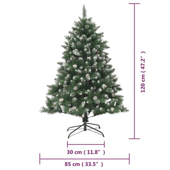 Sapin de Noël Artificiel Floqué 120 cm PVC avec Pommes de Pin Décoration – ComfortXL Outdoor Living - Image 9