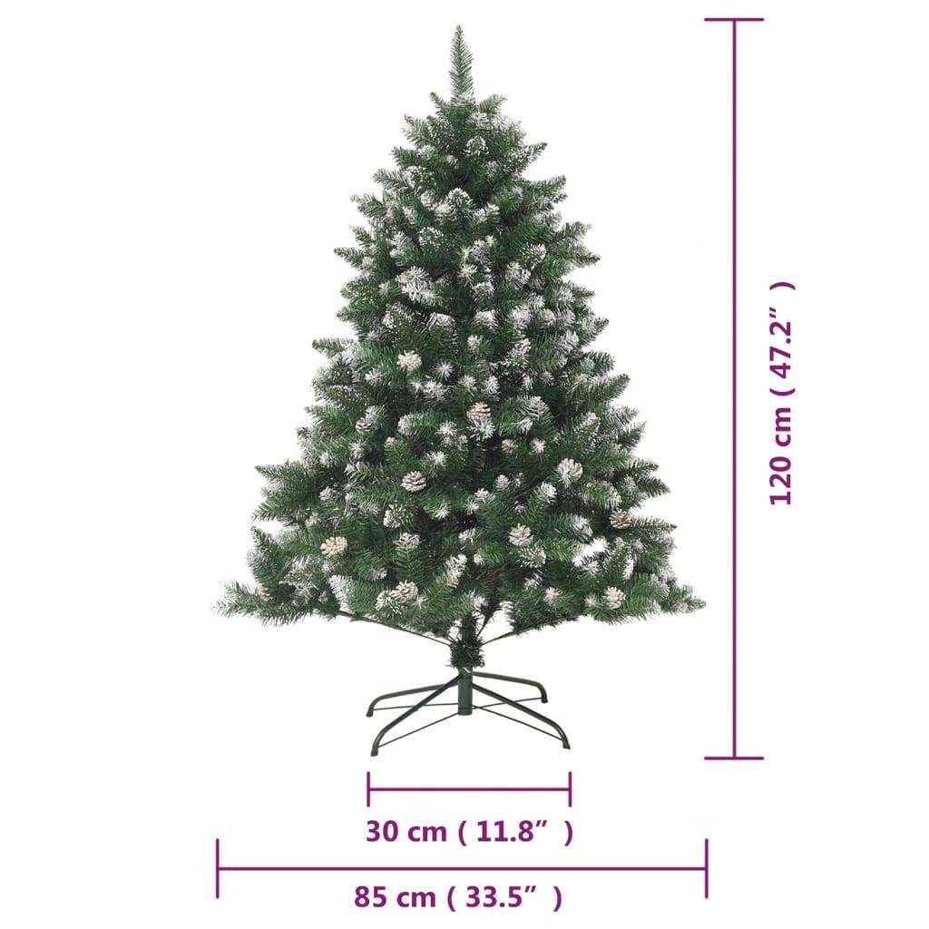 Sapin de Noël Artificiel Floqué 120 cm PVC avec Pommes de Pin Décoration – ComfortXL Outdoor Living - Image 9