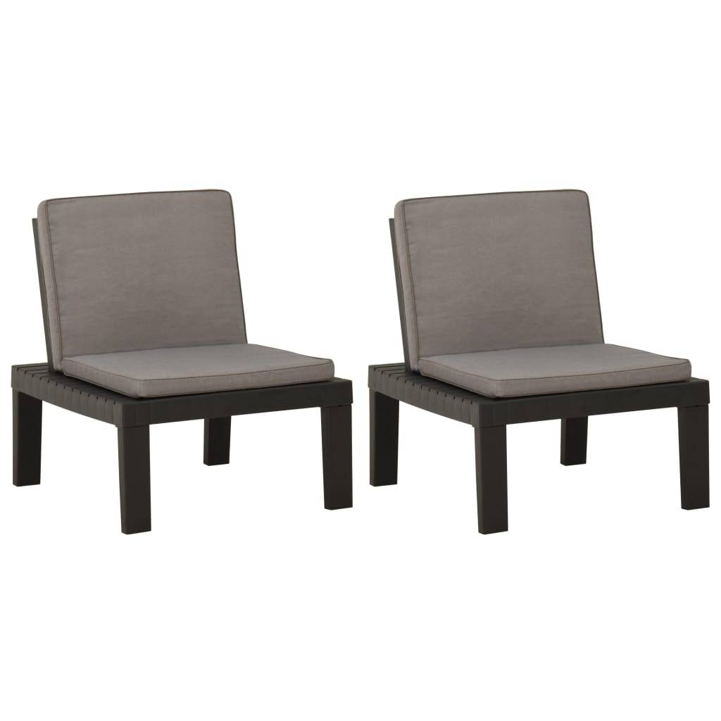 Salon de Jardin Bas 2 Fauteuils en Plastique avec Coussins Épais pour Balcon Gris – ComfortXL Outdoor Living - Image 2
